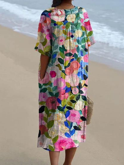 Margaret - Robe fluide à imprimé floral vibrant